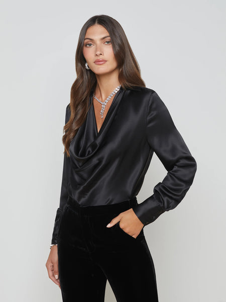 Lotus Silk Cowl Neck Blouse