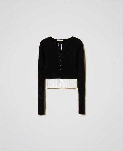 Trompe-l'oeil fitted cardigan