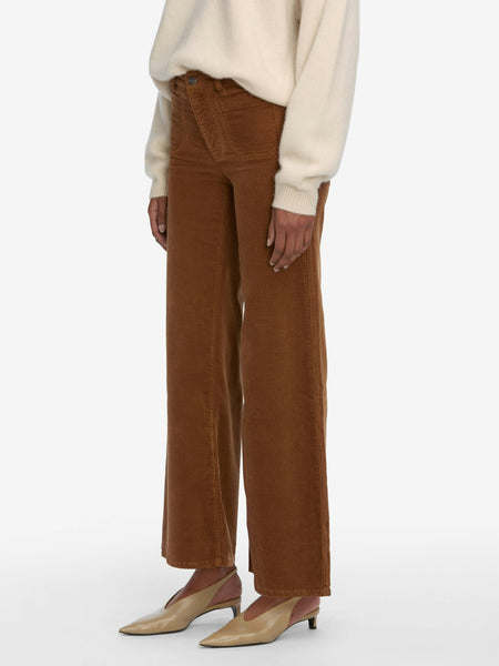 Le Slim Palazzo Modernist Pockets Corduroy in Maple Brown