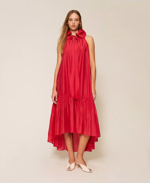 Long Voile Dress with Ruffles
