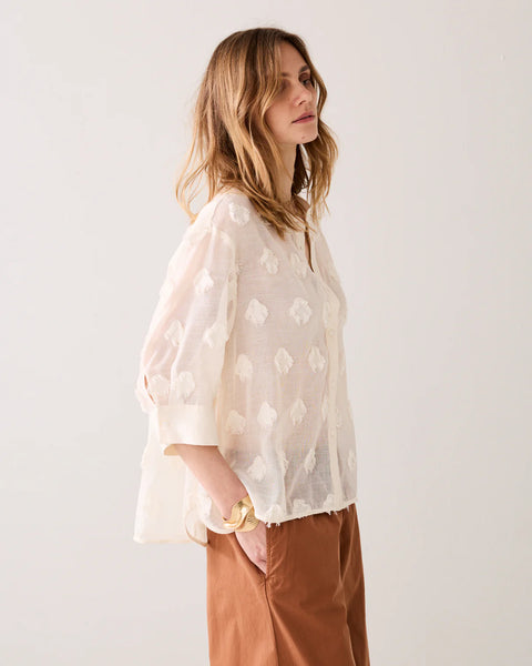 A-line Blouse with 3D Flowers