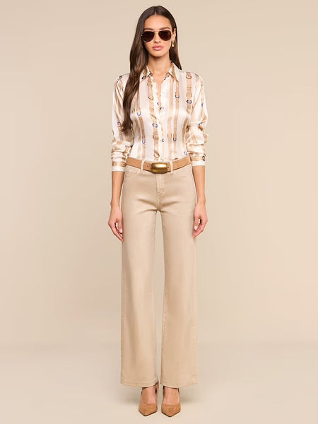 Tyler Silk Shirt - Ecru Multi Stud Belt Stripe