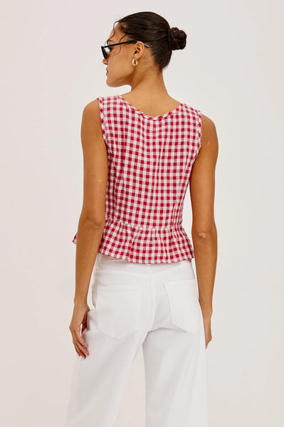Jonah Picnic Check Tie Front Top