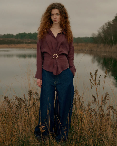 Cinched Blouse with Hardware