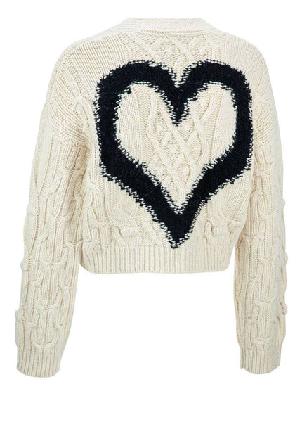 Cardigan with cable knit & heart