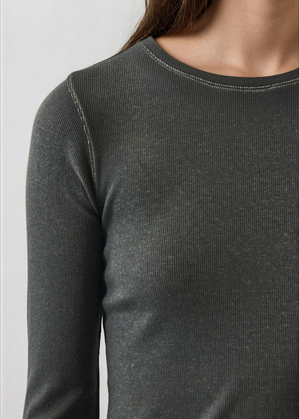 Vintage Wash Pima Long Sleeve Cotton Stretch Ribbed Tee