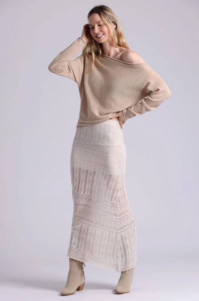 Cotton Blend Lace Maxi Skirt