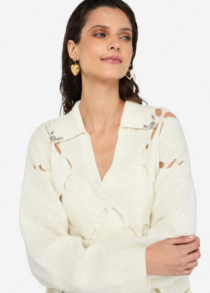 Jumper with Bejewelled Collar