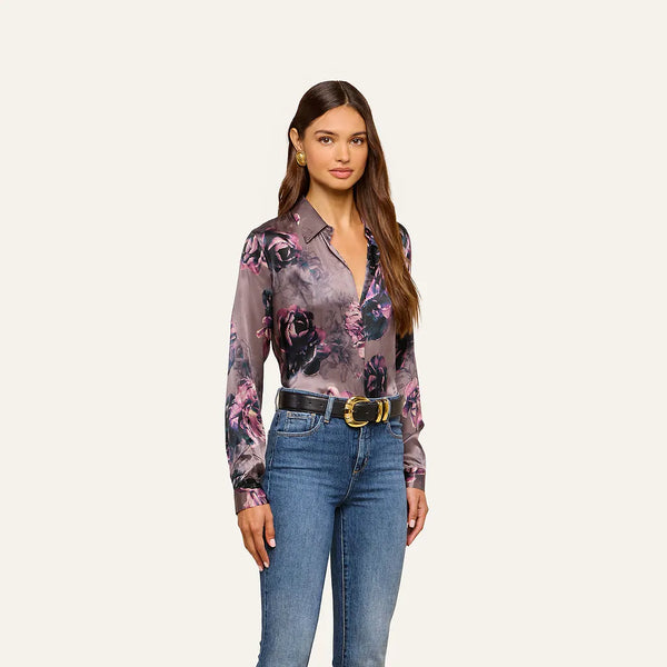 Tyler Silk Blouse - Concord Grape Small Multi Photo Flower