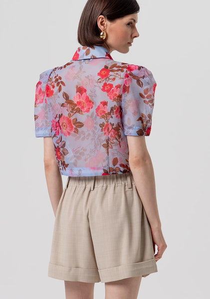 Cropped Shirt with Floral Pattern
