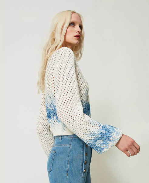 Mesh Cardigan With Floral Print