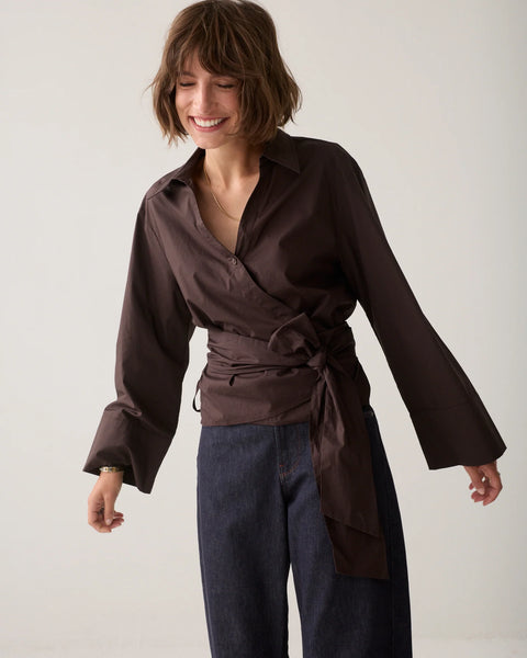 Wrap Blouse in Crispy Poplin - 2 Colours