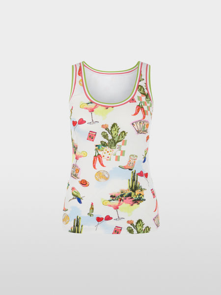 Ribbed Printed Tank Top