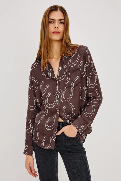 Alyssa Silk Shirt - Brown Horseshoe