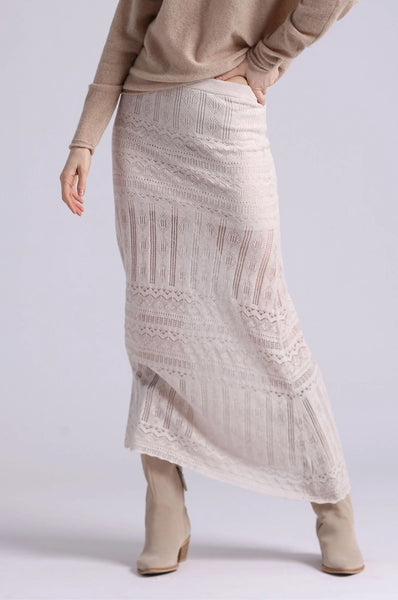 Cotton Blend Lace Maxi Skirt