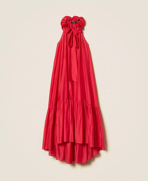 Long Voile Dress with Ruffles