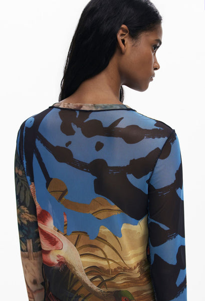Dragon Print Sheer Top