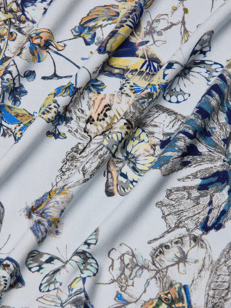 Ressi Fitted Tee - Grey Multi Watercolour Butterfly