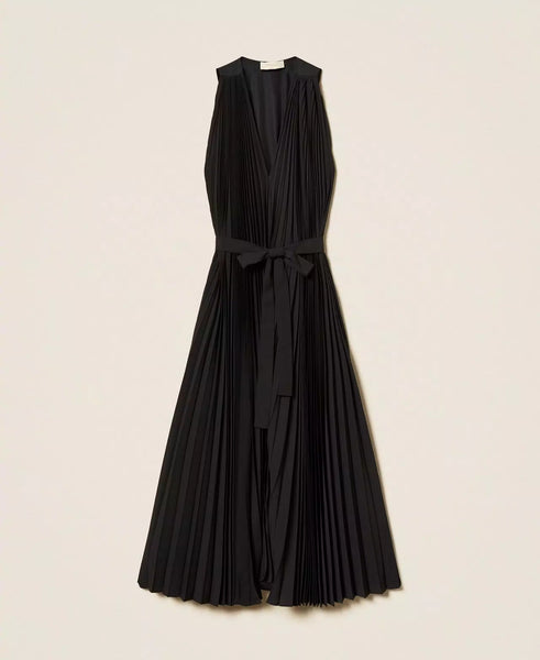 Crêpe de Chine and Poplin Long Dress