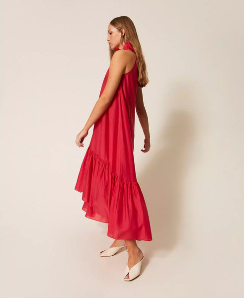 Long Voile Dress with Ruffles