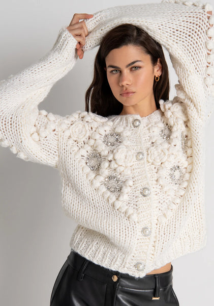 Knitted Cardigan with 3D Stitch and jewellery Applications
