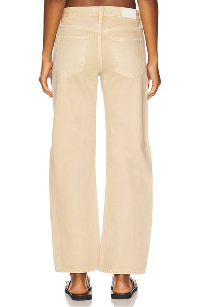 Lexi Mid Rise Bowed Straight Jeans in Sand Dollar