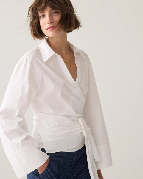 Wrap Blouse in Crispy Poplin - 2 Colours