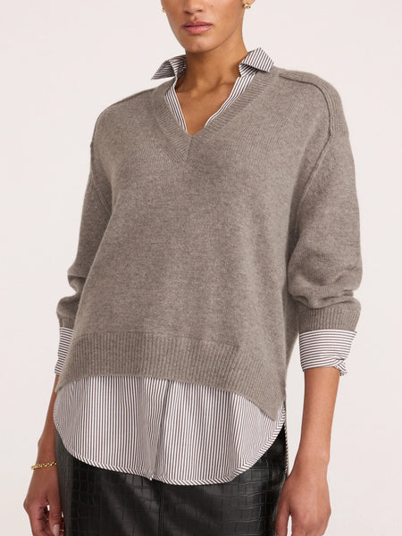 V-Neck Printed Layover Pullover