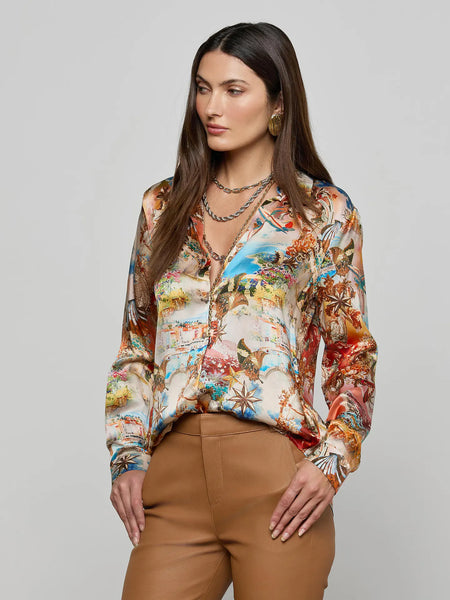 Tyler Silk Blouse - Multi Collage