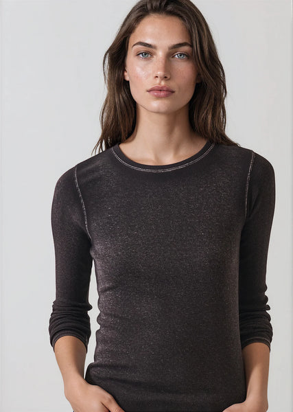 Vintage Wash Pima Long Sleeve Cotton Stretch Ribbed Tee