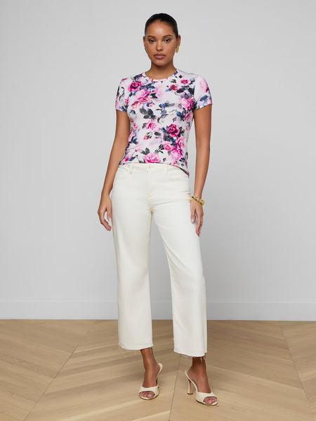 Ressi Fitted Tee - Pink Multi Water Rose