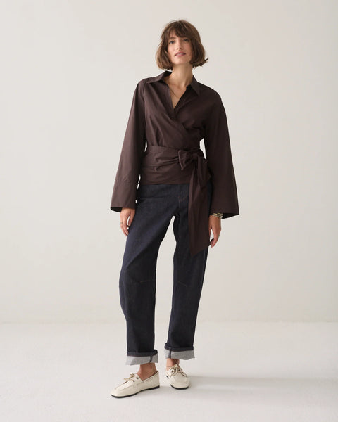 Wrap Blouse in Crispy Poplin - 2 Colours