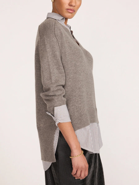 V-Neck Printed Layover Pullover