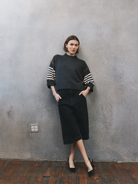 Chunky Crew With Stripe Sleeve
