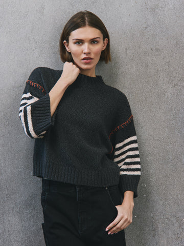 Chunky Crew With Stripe Sleeve