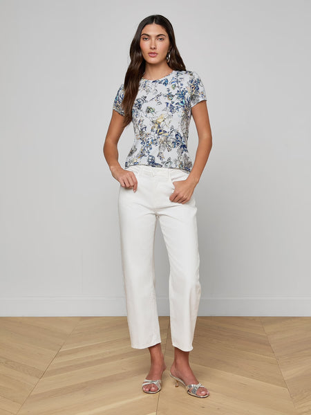Ressi Fitted Tee - Grey Multi Watercolour Butterfly