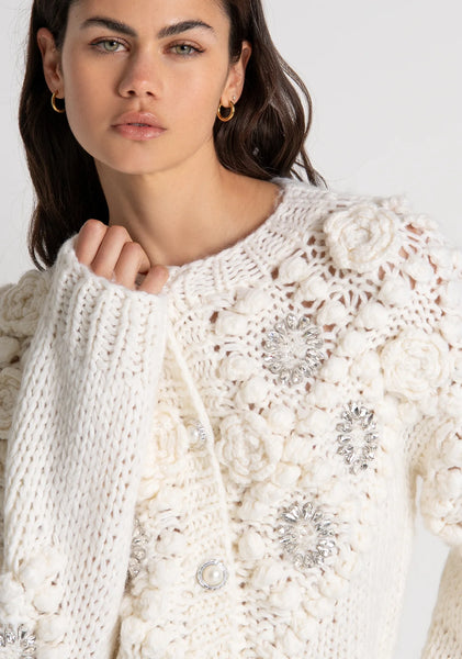 Knitted Cardigan with 3D Stitch and jewellery Applications