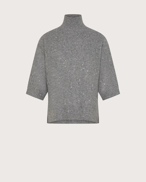 Mock Neck top with Micro Sequin