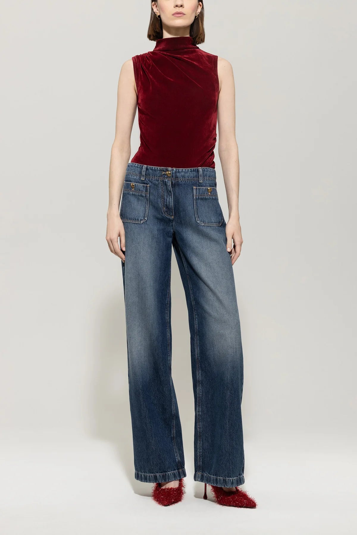 Turtleneck Velvet Tank