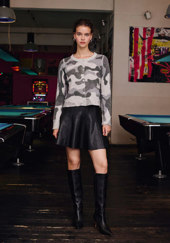 Flared Leather Mini Skirt