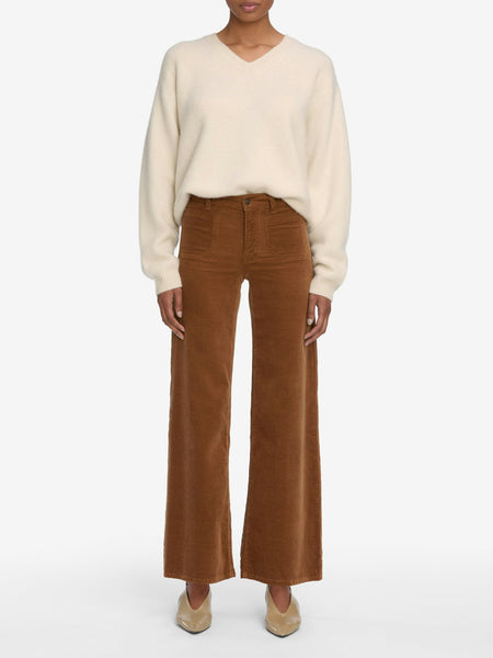 Le Slim Palazzo Modernist Pockets Corduroy in Maple Brown