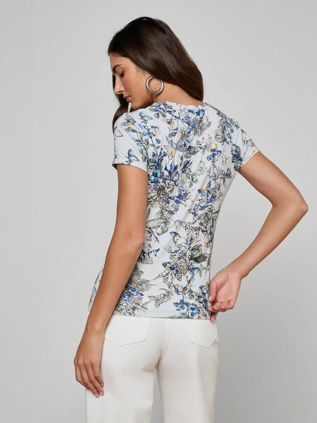 Ressi Fitted Tee - Grey Multi Watercolour Butterfly