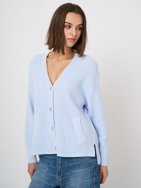 Textured Cotton Waffle-Knit Cardigan