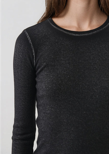 Vintage Wash Pima Long Sleeve Cotton Stretch Ribbed Tee