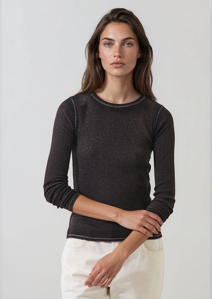 Vintage Wash Pima Long Sleeve Cotton Stretch Ribbed Tee