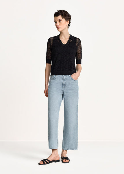 Knit Top With Polo Colar