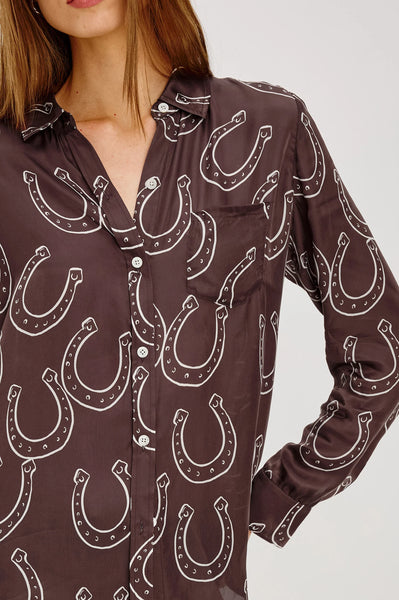 Alyssa Silk Shirt - Brown Horseshoe