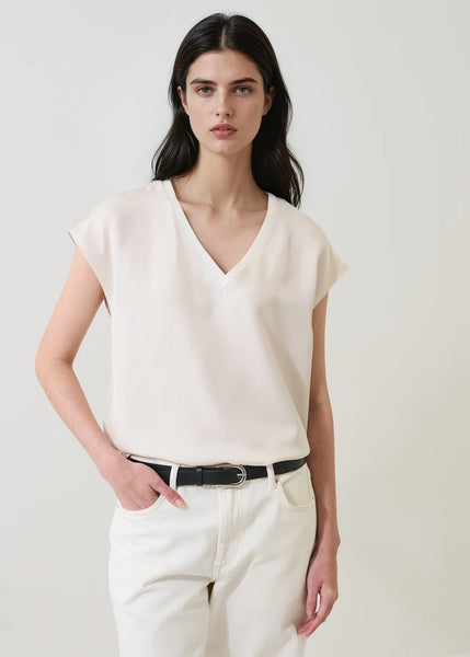 Silk Dolman V-Neck Tee