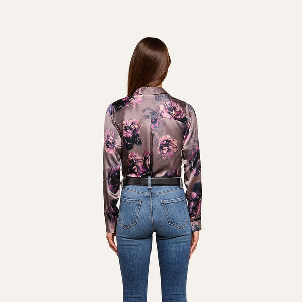 Tyler Silk Blouse - Concord Grape Small Multi Photo Flower
