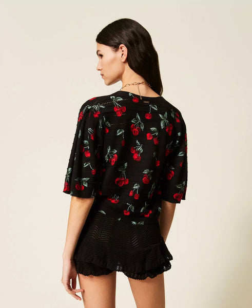 Cherry Print Cardigan